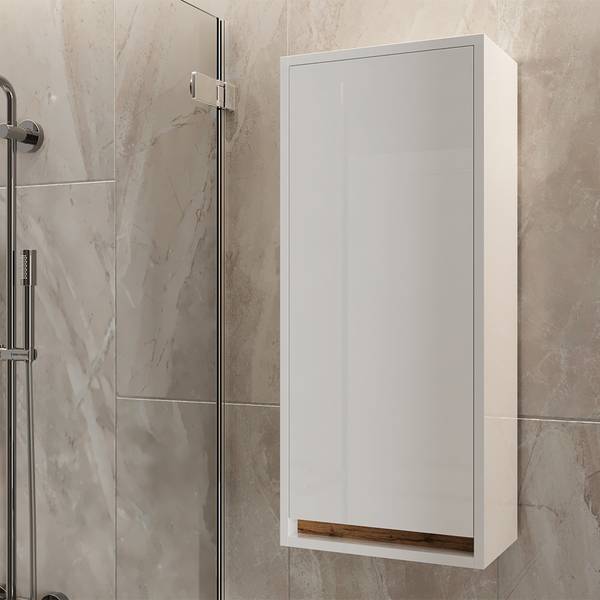 Badschrank Detmold 49528 Braun - Weiß - Holzwerkstoff - 82 x 35 x 20 cm