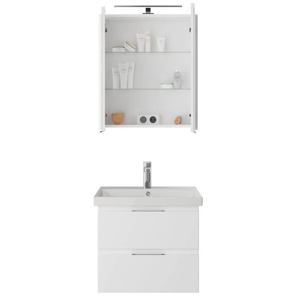 Badmöbel-Set VILLATORO-66-16 2er-Set Weiß - Holzwerkstoff - 60 x 200 x 45 cm