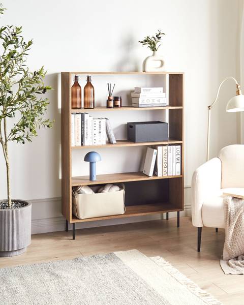 Bibliothèque NANTON Noir - Marron - Bois manufacturé - 105 x 140 x 30 cm