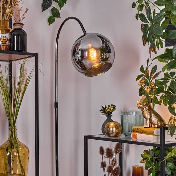 Stehlampe Cesaro Grau - Silber - Aluminium - Klarglas - 52 x 140 x 90 cm