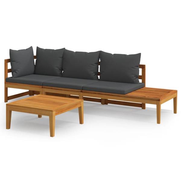 Garten-Lounge-Set 3014466-2 (3-teilig) Grau - Polyester - Akazie - 64 x 29 x 64 cm