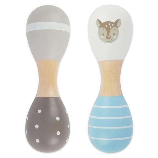 Baby Holzrassel Reh 2er Set, 19 cm Braun