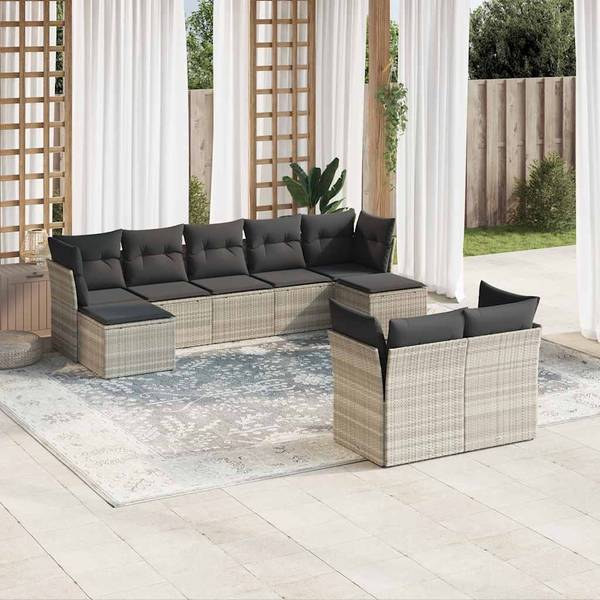 Salon de jardin 3034273-1 lot de 9 Gris lumineux