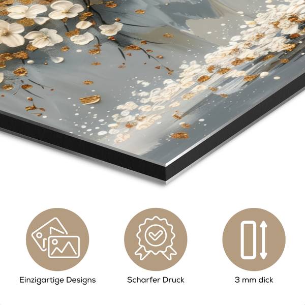 METALLBILD Baum - Blumen 90 x 60 cm