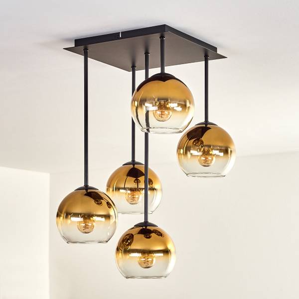 Deckenleuchte Cesaro Gold - Aluminium - Klarglas - 26 x 59 x 26 cm