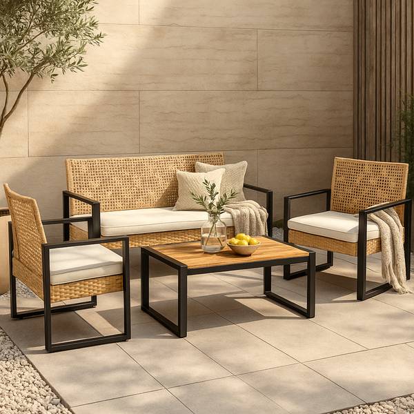 Salon de jardin 4 pièces Calciano Acier - 84 x 39 x 45 cm