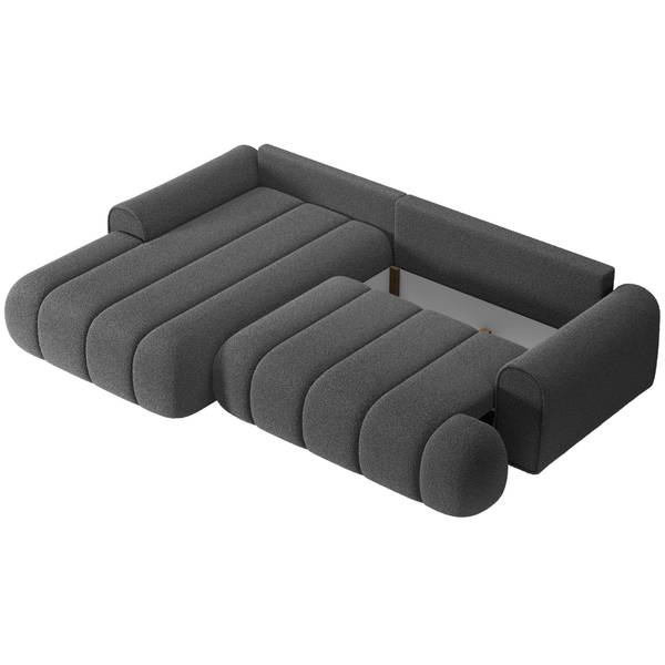Ecksofa DANDELINO Grau - Ecke davorstehend links - Ottomane davorstehend links