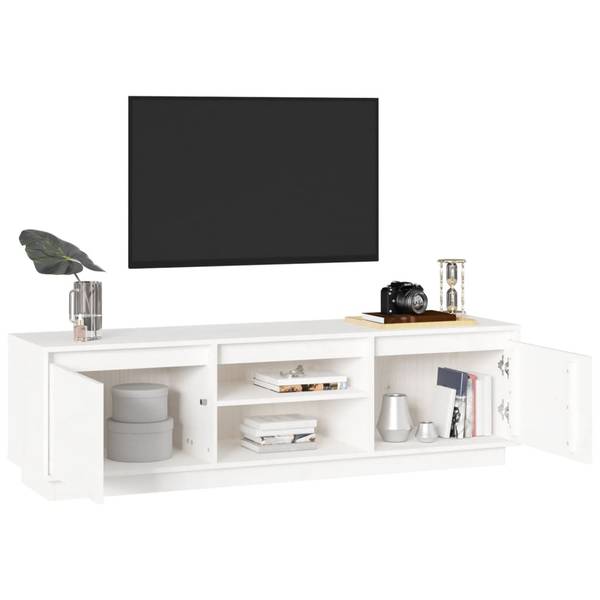 TV-Schrank D814 Weiß - Massivholz - 35 x 40 x 140 cm