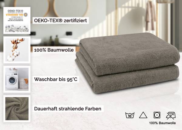 Badetuch 00000321 2er-Set Graubraun