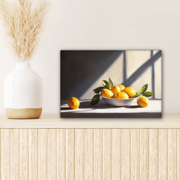 TABLEAU SUR TOILE Citrons Jaune - Coton - 30 x 20 x 2 cm