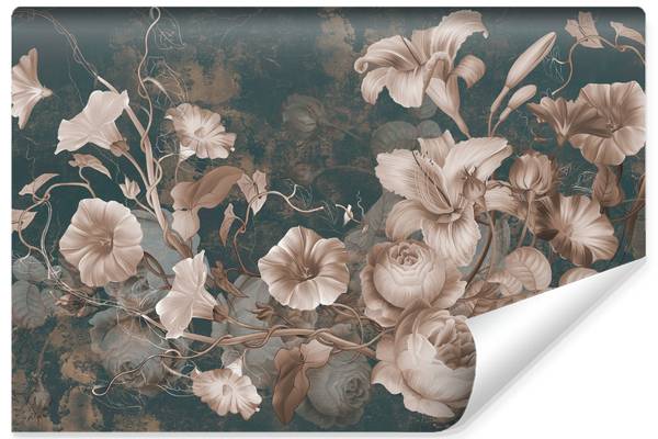 Papier Peint FLEURS Feuilles Style Rétro 405 x 270 x 270 cm