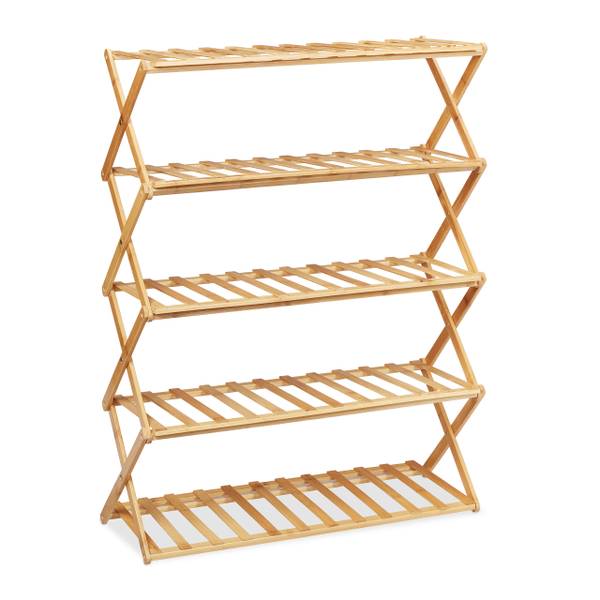 Faltbares Schuhregal aus Bambus Braun - Bambus - 67 x 89 x 26 cm
