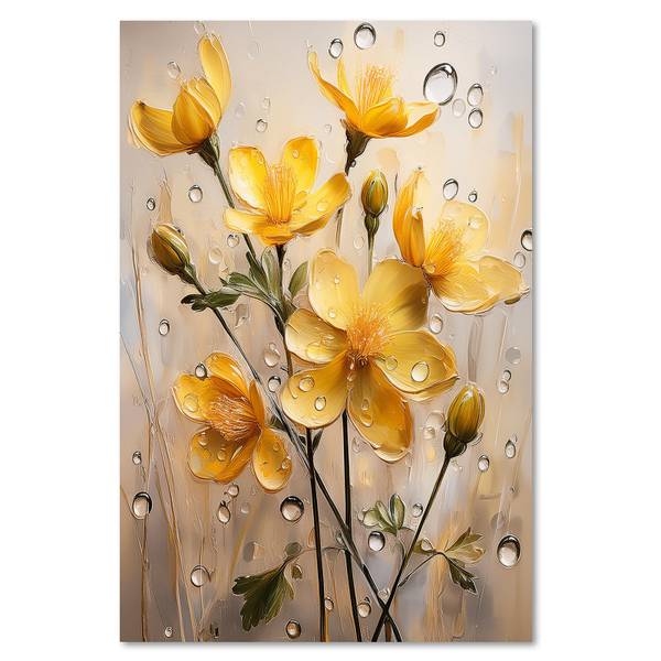 Wandbild blumen regentropfen 80 x 120 cm
