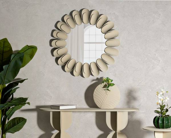 Spiegel Dune Double Beige - Metall - 85 x 6 x 85 cm