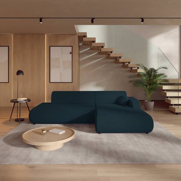 Ecksofa Arione Blau - Chenille - Polyamid - 283 x 74 x 176 cm