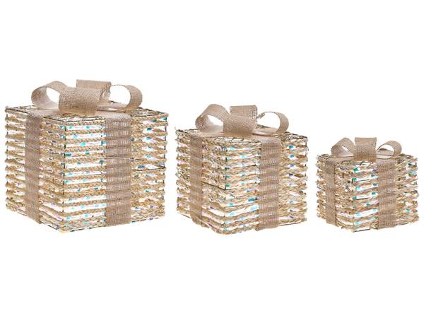 Dekoobjekt MOSSO 3-tlg Beige - Kunststoff - 15 x 20 x 15 cm