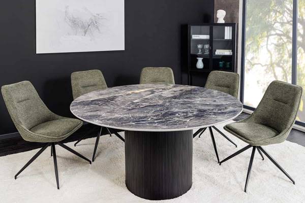 Esstisch UNIQUE Schwarz - Keramik - Holzwerkstoff - Massivholz - 120 x 75 x 120 cm