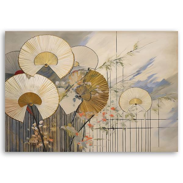 Tableau déco éventails japonais 90 x 60 cm