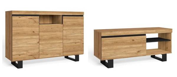 Set Naturale Sideboard-TV-Möbel 120cm Beige - Melamin - 40 x 92 x 260 cm