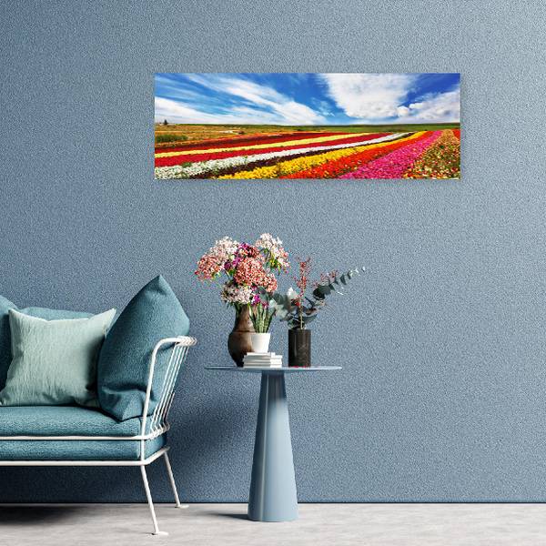 Wandbild tulpenfeld 90 x 30 cm