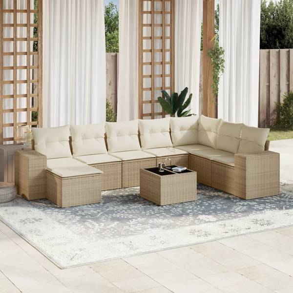 Garten-Lounge-Set 3035596-2 (9-teilig) Beige - Creme - Weiß