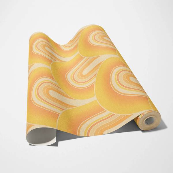 Vliestapete Retro Arches Orange - Weiß - Gelb - Fleece - Vinyl - 53 x 1005 x 1 cm
