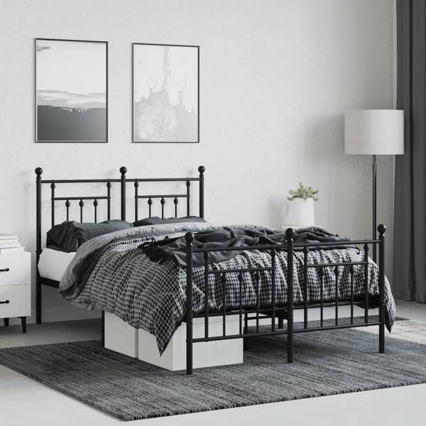 Bettgestell mit Kopf und Fußteil X709 Schwarz - 125 x 207 cm