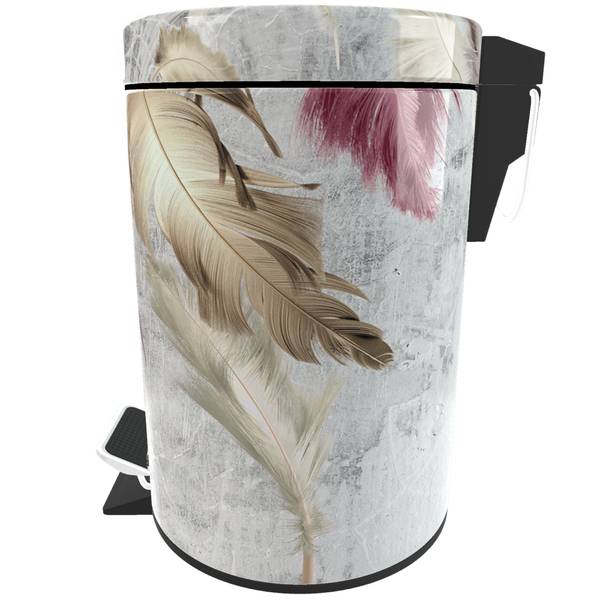 Kosmetikeimer Federn Beige - Grau - Violett - Metall - Kunststoff - 17 x 25 x 25 cm