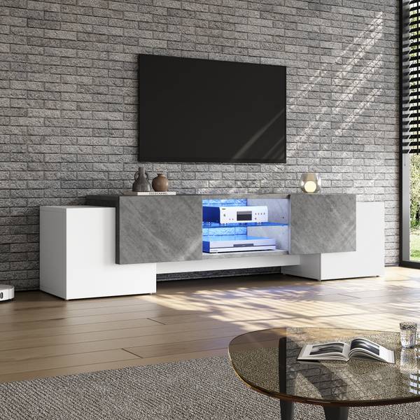 TV Lowboard Grigvek Grau - Weiß - Holzwerkstoff - 30 x 47 x 180 cm