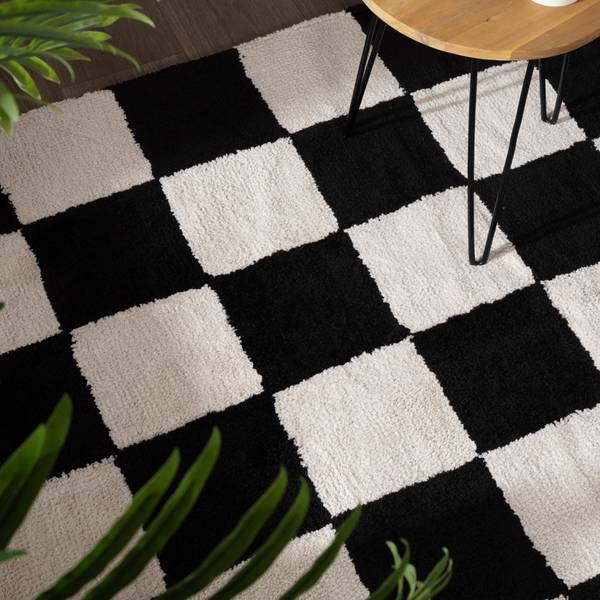 Teppich Blox Schwarz - Textil - 120 x 2 x 170 cm