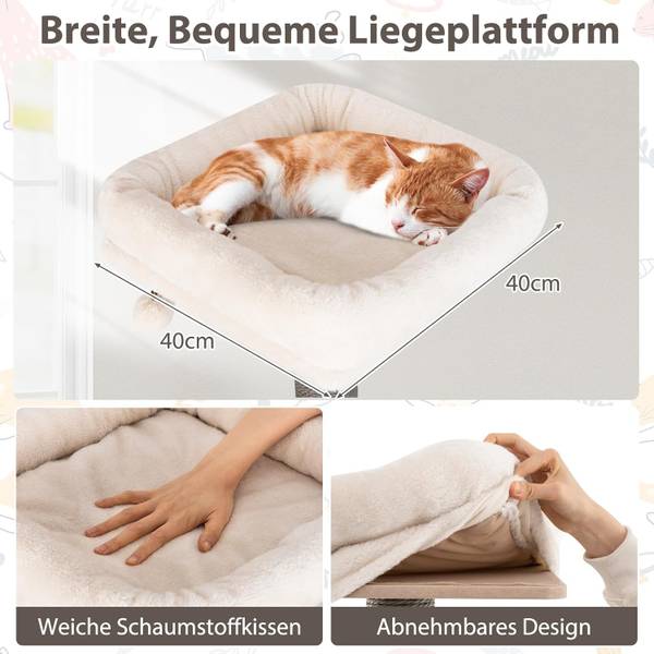 Kratzbaum BH32583SDDE Grau - Holzwerkstoff - 48 x 151 x 58 cm