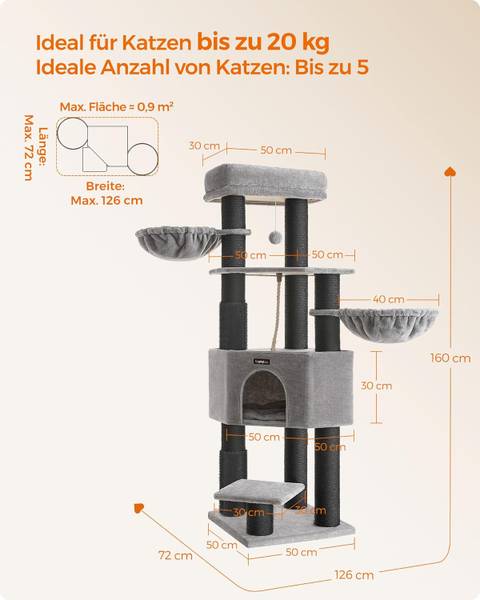 Kratzbaum 100512 Grau - Holzwerkstoff - 126 x 160 x 72 cm