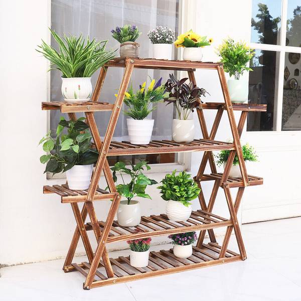 Plantenrek XJJ240 bruin - plaatmateriaal op houtbasis - 25 x 106 x 98 cm