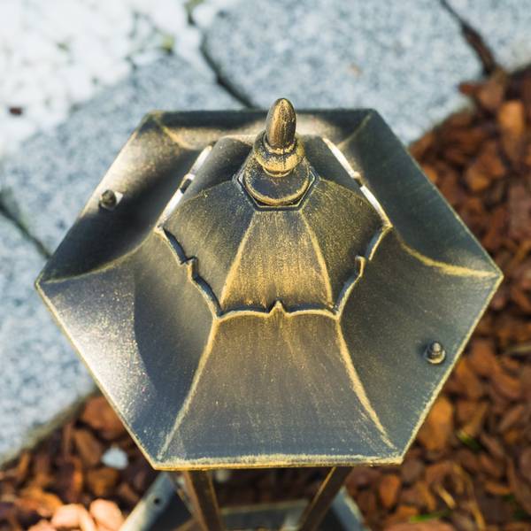 Sockelleuchte Viano Bronze - Gold - Durchsichtig - 27 x 49 x 34 cm - Flammenanzahl: 1 - Glas - Metall