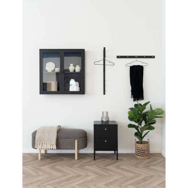 Wandaufhänger Padova Schwarz - Stahl - 2 x 5 x 70 cm