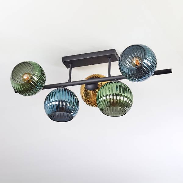 Deckenleuchte Cesaro Blau - Gold - Grün - Aluminium - Klarglas - 31 x 28 x 70 cm