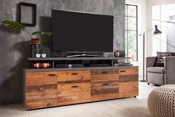 TV-meubelstemming bruin - deels massief hout - 180 x 66 x 47 cm