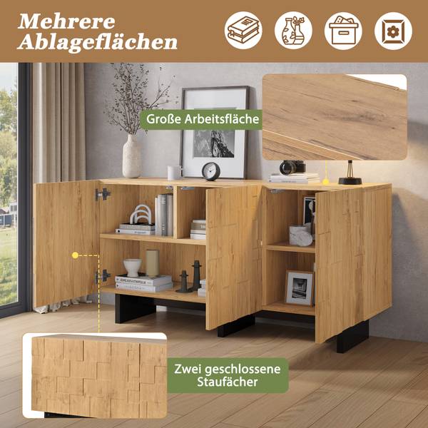Sideboard Eurynom Ⅷ Braun - Holzwerkstoff - 140 x 70 x 40 cm