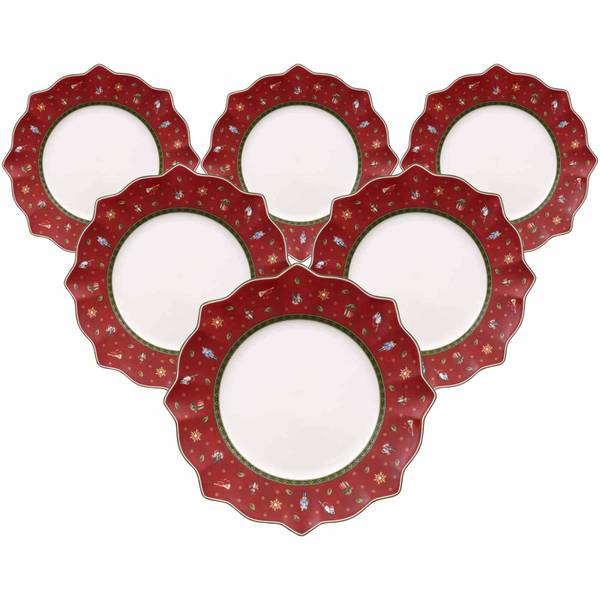 Speiseteller Toy's Delight 6er Set Rot - Porzellan - 29 x 4 x 29 cm