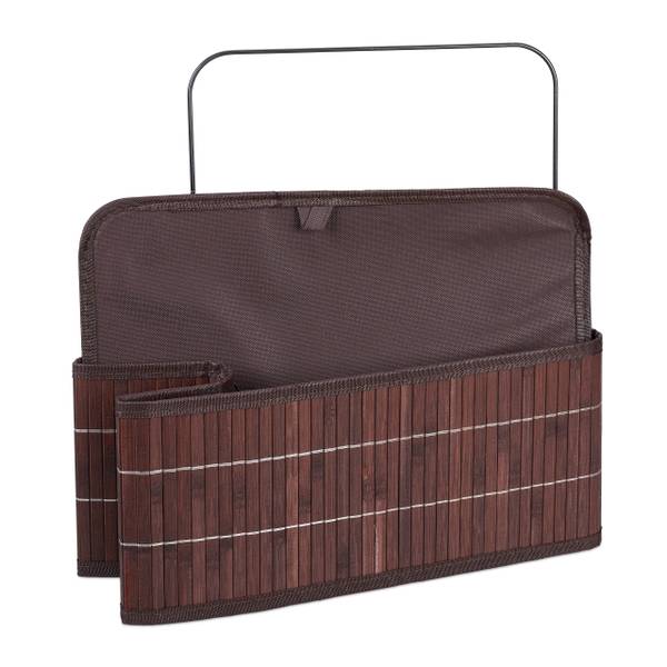 3 x Aufbewahrungskorb Bambus braun Schwarz - Braun - Weiß - Polyester - 38 x 17 x 29 cm