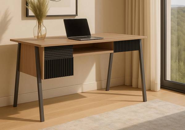 Schreibtisch O40 Beige - Metall - Holz teilmassiv - 120 x 78 x 60 cm