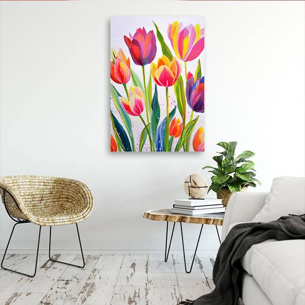 Wandbild tulpen aquarell 70 x 100 cm