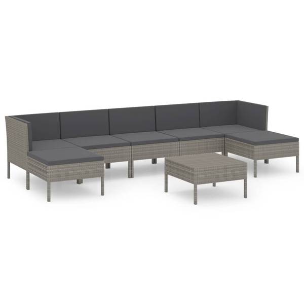 Garten-Lounge-Set 3094546 8-teilig Grau - Polyrattan - 60 x 35 x 60 cm