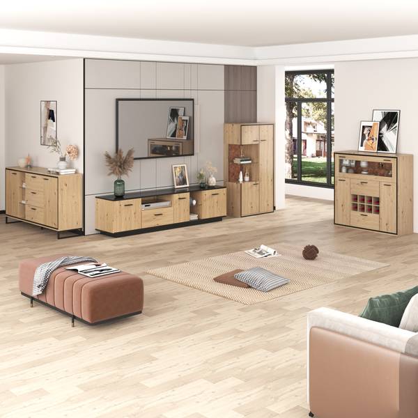 Sideboard Helios Ⅱ Braun - Stahl - Farbglas - 40 x 85 x 160 cm