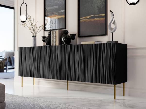 Kommode Jungle 190 Schwarz - Holzwerkstoff - 190 x 75 x 41 cm