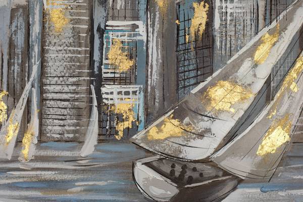 Peinture acrylique Skyline Miro Set Gris - Jaune - Coton - 140 x 70 x 4 cm