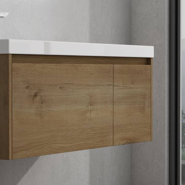 Waschtisch Salerno Eiche Wotan Dekor - Breite: 100 cm