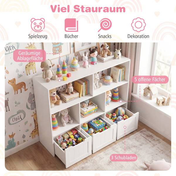 Kinderregal FB32508 Weiß - Holzwerkstoff - 33 x 90 x 100 cm