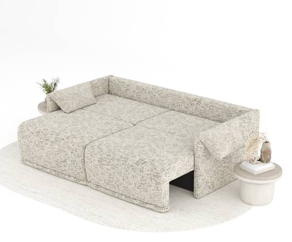 Schlafsofa mit Ecksofa Funktion Nappa Beige
