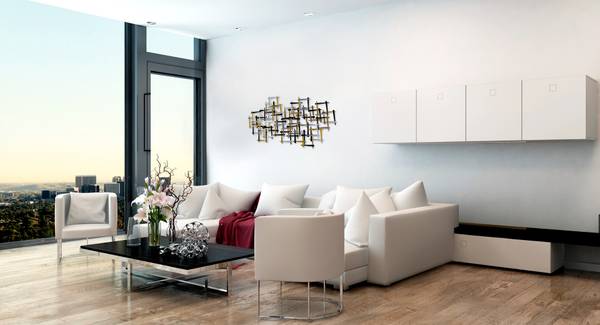 Sculpture murale Grille Fusion Doré - Métal - 108 x 60 x 4 cm